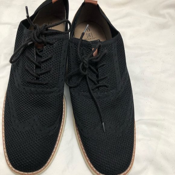 GEORGE MENS BLACK & BROWN LACE UP CASUAL FORMAL SHOES SIZE 13 MEMORY FOAM - Picture 3 of 15